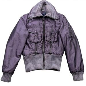 Vintage Purple Bomber Puffer Jacket